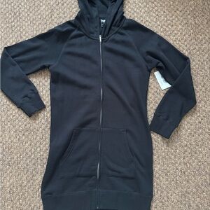 Black Zip-Up Hoodie Dress
